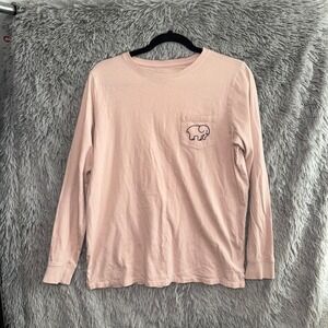 Ivory Ella Long Sleeve Pink Elephant Organic Cotton T Shirt Size S